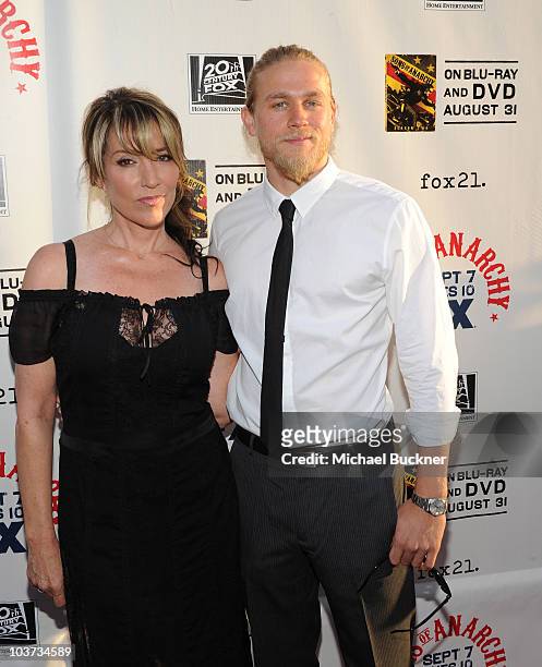 Actress Katey Sagal and actor Charlie Hunnam arrive at the premiere premiere of FX and FOX 21's "Sons Of Anarchy" Season 3 at the Arclight Theatre on...