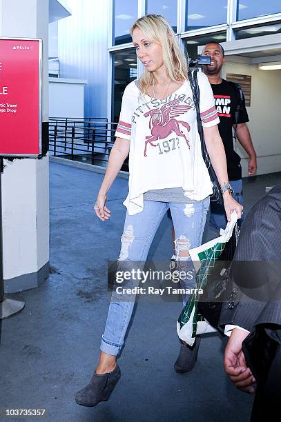 Leticia Cyrus leaves JFK Airport on August 30, 2010 in the Queens borough of New York City.