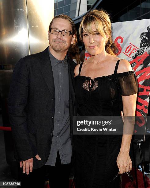 Series creator/executive producer Kurt Sutter and his wife actress Katey Sagal arrive at the season three premiere screening of FX's "Sons of...