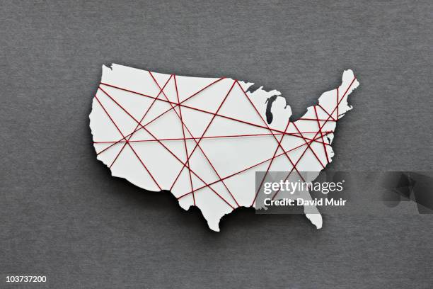 Red String Location Map United States Map String Photos and Premium High Res Pictures - Getty ...