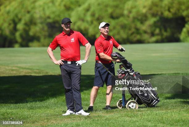 Craig Shave and Phil Wright of Whetstone Golf Club contemplate thier shot on the 14th fairway during Day Two of The Lombard Trophy Grand Final on...