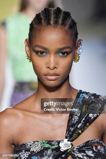 Model walks the runway at the Versace show during Milan Fashion Week Spring/Summer 2019 on September 21, 2018 in Milan, Italy.