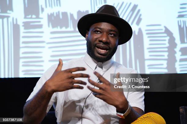 Director Blitz Bazawule speaks during the "African Diaspora Migration: Cinema's Role in Bridging Gaps" Panal on Day 3 of the 2018 Urban World Film...