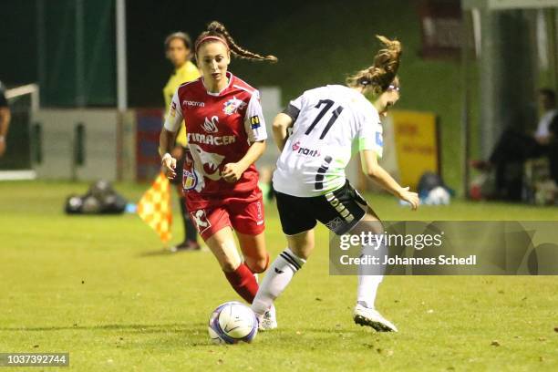 Nicole Sauer of St. Poelten and Katharina Ikerna of Neulengbach during the Planet Pure Frauen Bundesliga match between SKN St. Poelten and SV...