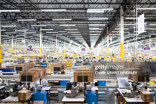 The pack mezzanine is seen during a tour of Amazon's Fulfillment Center, September 21, 2018 in Kent, Washington.