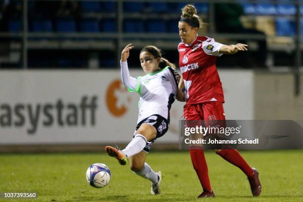 Sabina Milovanovic of Neulengbach and Isabella Dujmenovic of St. Poelten during the Planet Pure Frauen Bundesliga match between SKN St. Poelten and...