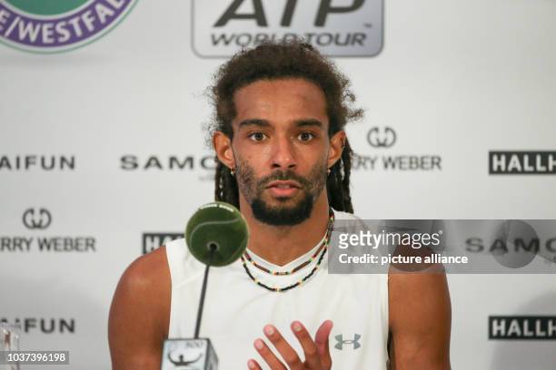 German tennis player Dustin Brown during the press conference at the ATP Tournament in Halle, Germany, 14 June 2016. PHOTO: FRISO GENTSCH/dpa | usage...