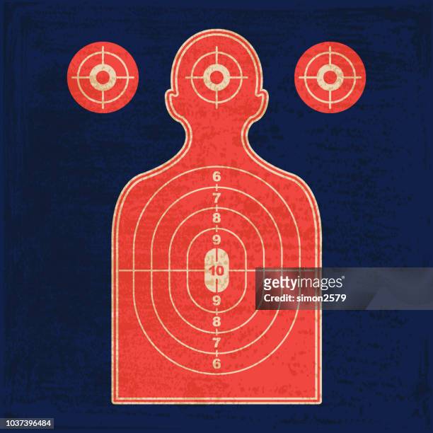 silhouette shooting range gun ziel - zielscheibe stock-grafiken, -clipart, -cartoons und -symbole
