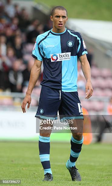 Lewis Montrose of Wycombe Wanderers in action during the npower LeagueTwo match between Northampton Town and Wycombe Wanderers at Sixfields Stadium...