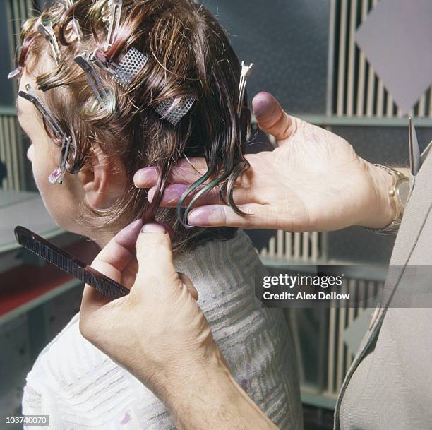 Woman having her hair dyed by a hairdresser, Great Britain, February 1957. Original Publication : Picture Post - 8834 - If You Want To Be Different...