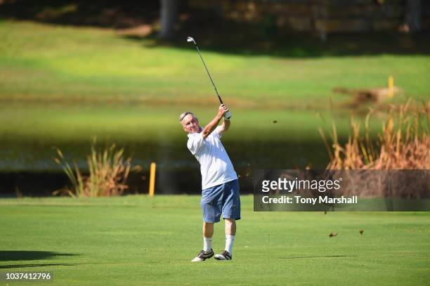 Patrick Laing of Carden Park Golf Resort plays his second shot on the 6th fairway during Day Two of The Lombard Trophy Grand Final on September 21,...