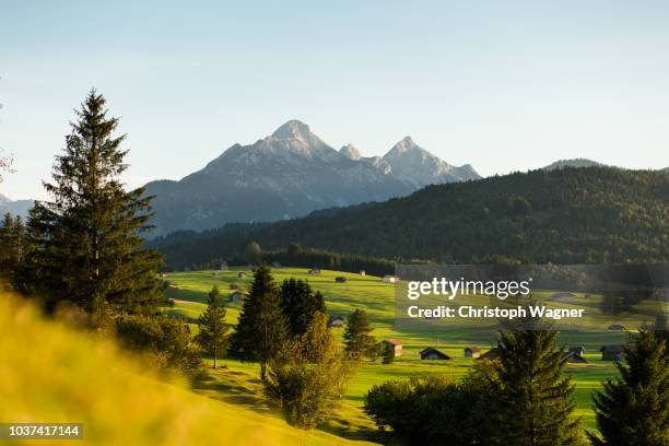 bayerische alpen - mittenwald and isar - beierse alpen stockfoto's en -beelden