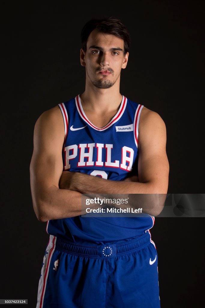 Dario Saric Of The Philadelphia 76ers Poses For A Portrait During dario-saric-of-the-philadelphia-76ers-poses-for-a-portrait-during