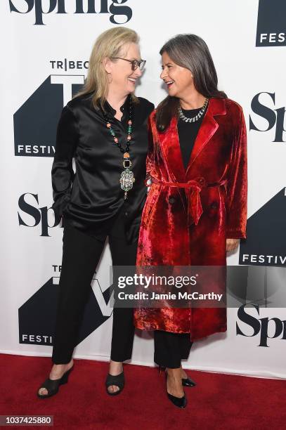 Meryl Streep and Tracy Ullman attend the "Tracey Ullman's Show" Season 3 Premiere for the 2018 Tribeca TV Festival at Spring Studios on September 21,...