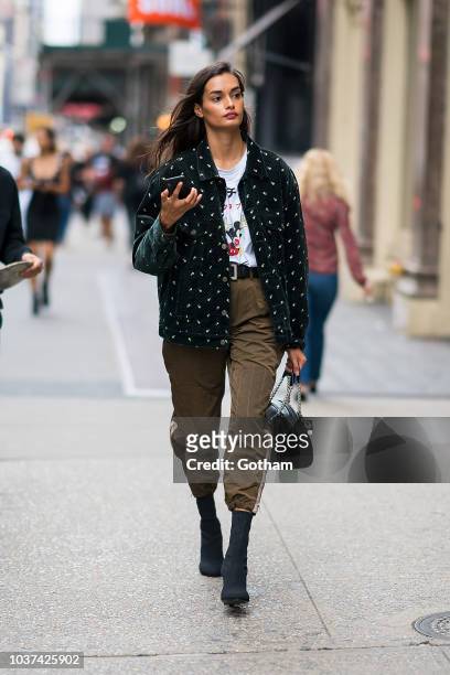 Gizele Oliveira is seen in SoHo on September 21, 2018 in New York City.