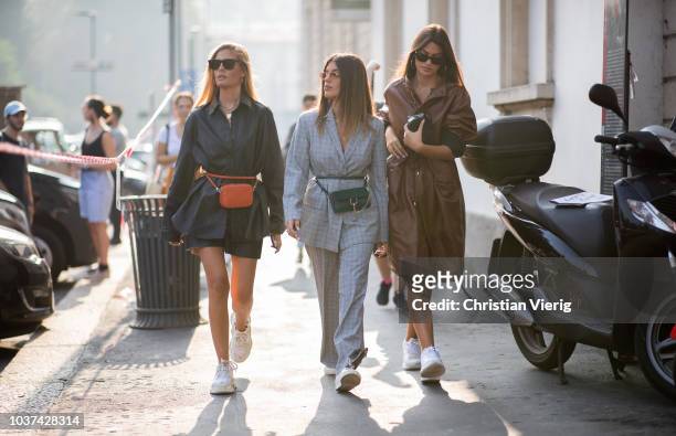 Aida Domenechis seen outside Tods during Milan Fashion Week Spring/Summer 2019 on September 21, 2018 in Milan, Italy.