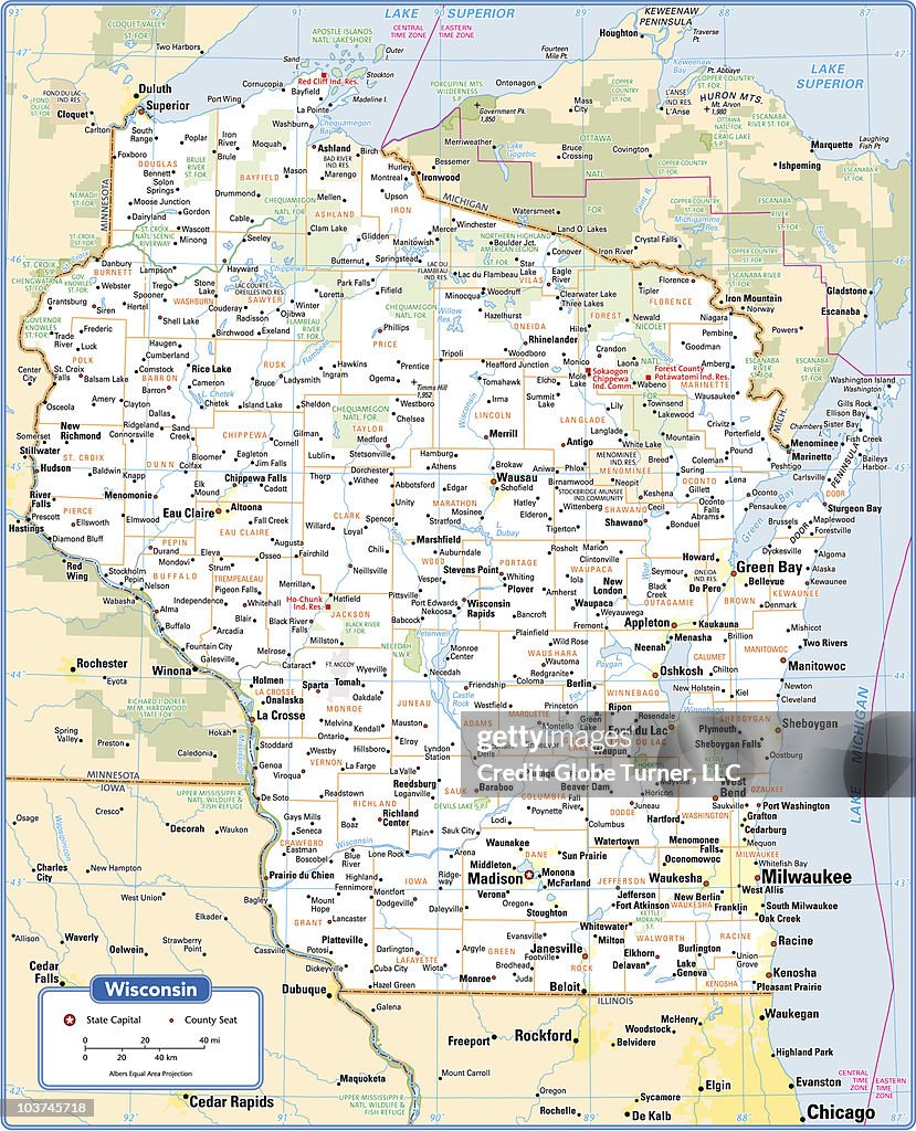 Wisconsin State Line Map Wisconsin State Map High-Res Vector Graphic - Getty Images