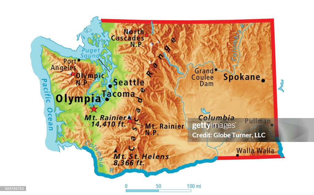 Compass Map Wa Large Detailed Relief Map Of Washington State Vidianicom Maps Of