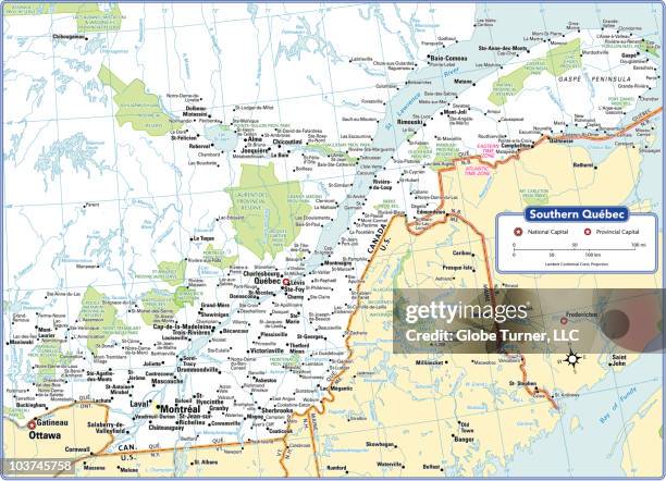 southern quebec provincial map - quebec stock illustrations