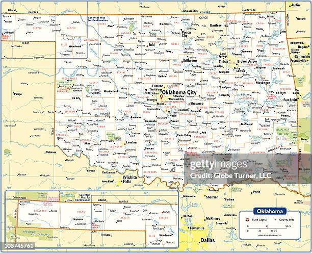 oklahoma state map - oklahoma stock illustrations