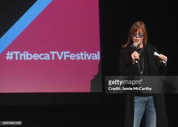 Tribeca Festival founder Jane Rosenthal speaks at the "Tracey Ullman's Show" Season 3 Premiere panel for the 2018 Tribeca TV Festival at Spring...