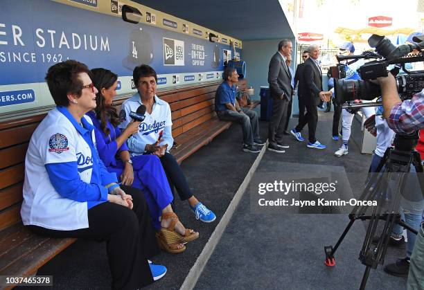 Alanna Rizzo with the Los Angeles Dodgers broadcast team on SportsNew LA talks to the newest members of the team's ownership group Billie Jean King...