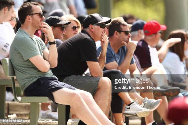 People gather to watch Steve Smith bat during the NSW First Grade Club Cricket match between Sutherland and Mosman at Glenn McGrath Oval on September...