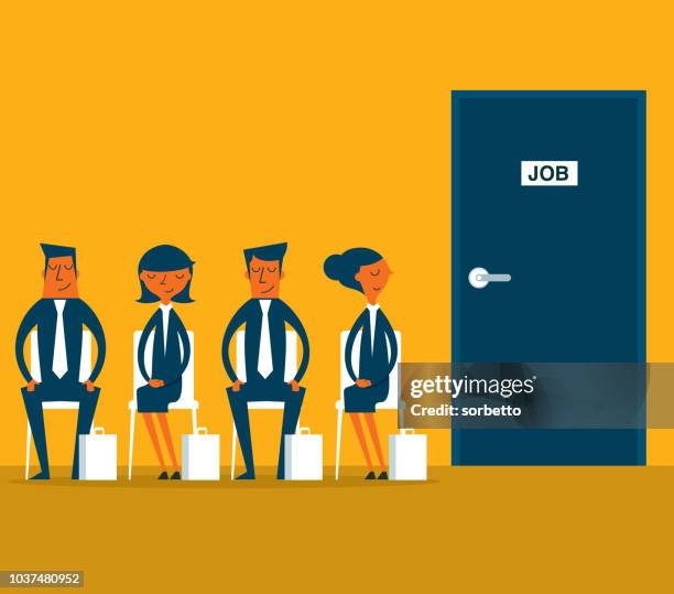 interviewing, job search - job interview stock illustrations