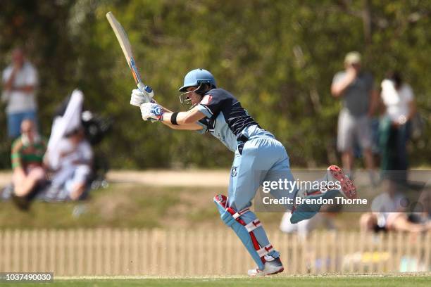 Steve Smith plays a stroke on the leg side during the NSW First Grade Club Cricket match between Sutherland and Mosman at Glenn McGrath Oval on...