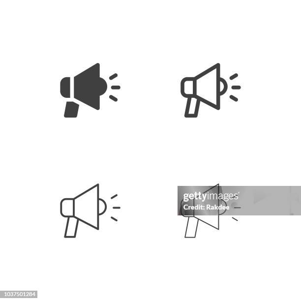 megaphon icons - multi serie - announcing stock-grafiken, -clipart, -cartoons und -symbole