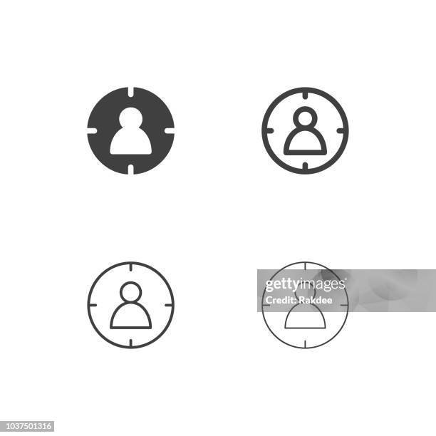 target audience icons - multi series - bullseye infographic stock illustrations