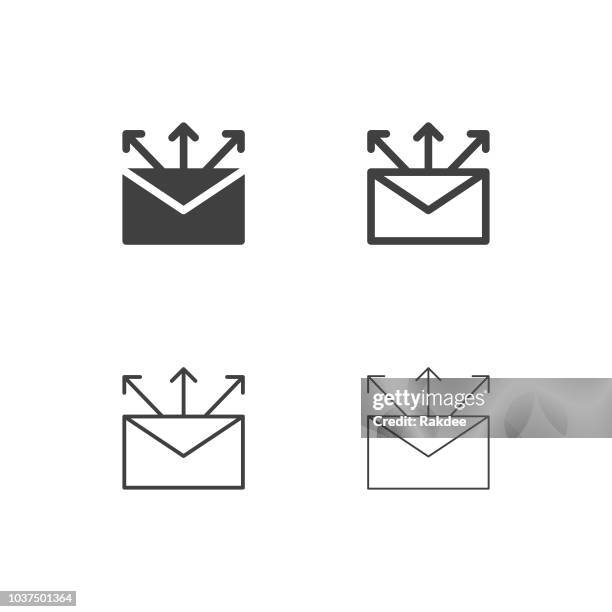 sending mail icons - multi series - junk mail stock illustrations
