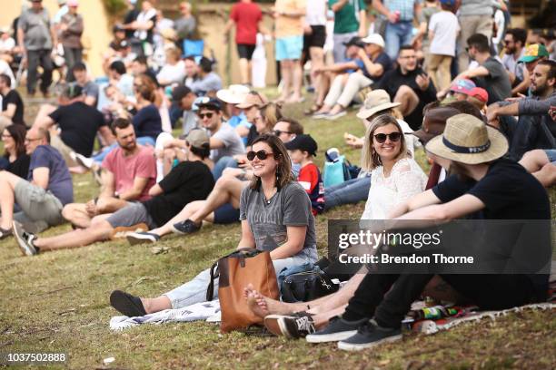 People gather to watch Steve Smith bat during the NSW First Grade Club Cricket match between Sutherland and Mosman at Glenn McGrath Oval on September...