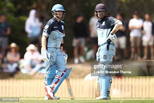 Steve Smith looks on during the NSW First Grade Club Cricket match between Sutherland and Mosman at Glenn McGrath Oval on September 22, 2018 in...