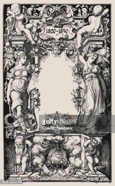 german literature canvas print from 1820-1830 - french literature stock illustrations