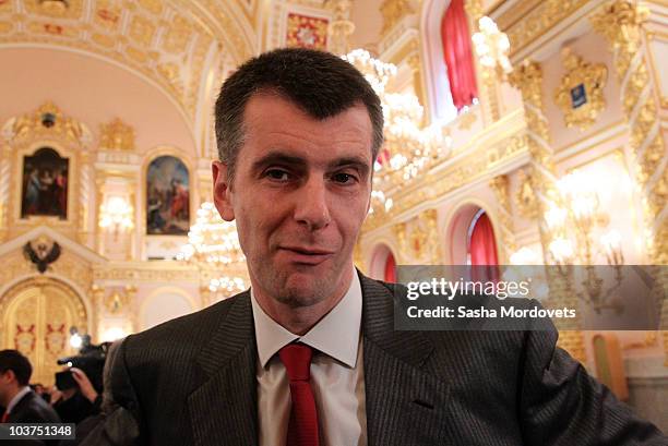 Russian businessman and billionaire Mikhail Prokhorov attends a session of the State Council on education at the Kremlin August 31, 2010 in Moscow,...