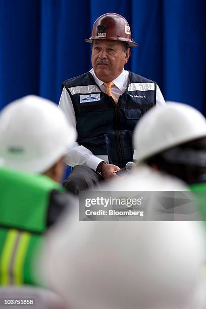 Mexican billionaire Carlos Slim speaks during a tour of his Plaza Carso real estate development in Mexico City, Mexico, on Tuesday, Aug. 31, 2010....