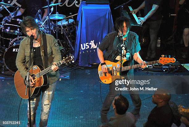 Lead Vocalist of the Goo Goo Dolls John Rzeznik and bass guitarist Robby Takac perform as part of SIRIUS XM's Coffee House Live series at the...