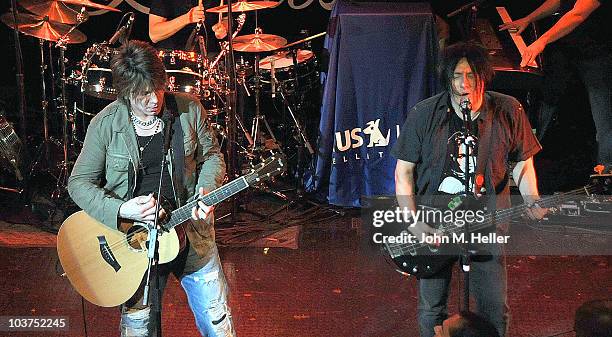 Lead Vocalist of the Goo Goo Dolls John Rzeznik and Bass Guitarist Robby Takac perform as part of SIRIUS XM's Coffee House Live series at the...
