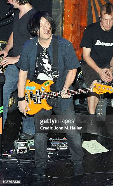 Bass Guitarist of the Goo Goo Dolls Robby Takac performs as part of SIRIUS XM's Coffe House Live series at the Troubadour on August 31, 2010 in Los...