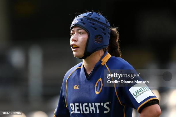 Kiana Wereta of Otago looks on during the round four Farah Palmer Cup match between Otago and Counties Manukau at Forsyth Barr Stadium on September...