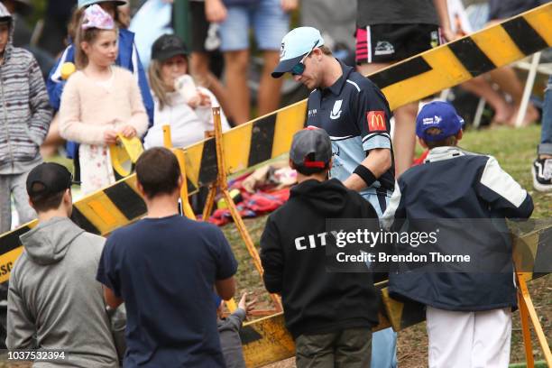 Steve Smith runs out to field during the NSW First Grade Club Cricket match between Sutherland and Mosman at Glenn McGrath Oval on September 22, 2018...