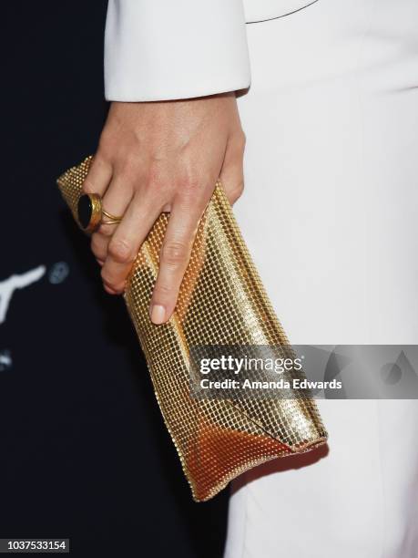 Actress Sasha Grey, cluth and ring detail, arrives at the 2018 LA Film Festival - Gala Screening of "The Body" at the Writers Guild Theater on...