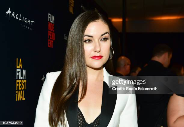 Sasha Grey arrives at the 2018 LA Film Festival Gala screening of "The Body" at Writers Guild Theater on September 21, 2018 in Beverly Hills,...