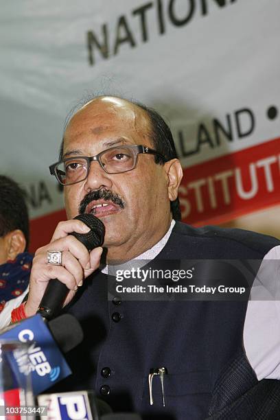 Expelled Samajwadi Party leader Amar Singh during the press conference on the issue of separate states in New Delhi on Tuesday, August 31, 2010.