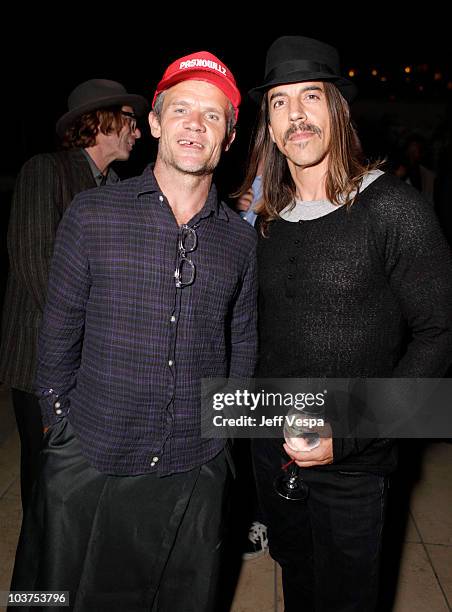 Flea and Anthony Kiedis of Red Hot Chili Peppers attend the Youth Promise Act benefit held at the Sunset Tower on August 31, 2010 in West Hollywood,...