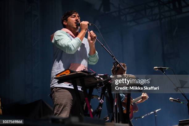 Vocalist Ed Droste and guitarist Daniel Rossen of Grizzly Bear perform at The Greek Theater on September 21, 2018 in Berkeley, California.