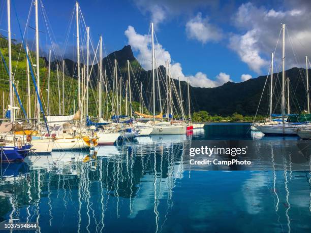 moorea's marina vaiare - south pacific ocean stock pictures, royalty-free photos & images