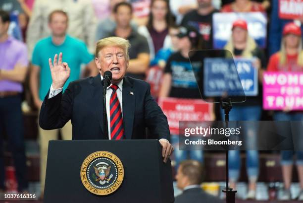 President Donald Trump speaks during a rally in Springfield, Missouri, U.S., on Friday, Sept. 21, 2018. Trump vowed to rid the Justice Department and...