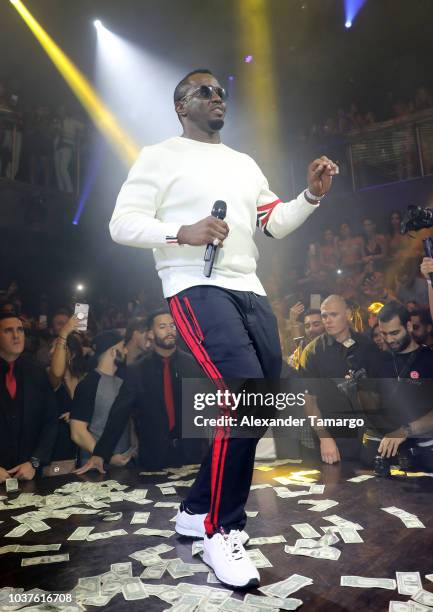 Diddy is seen performing at E11EVEN MIAMI on September 22, 2018 in Miami, Florida.